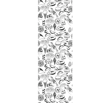 Papier peint cuisine modèle de nourriture noir et blanc - TenStickers
