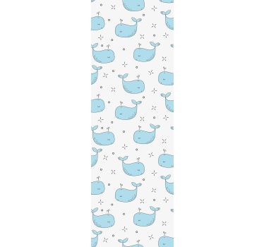 Papier peint chambre enfant bébés baleines bleues - TenStickers