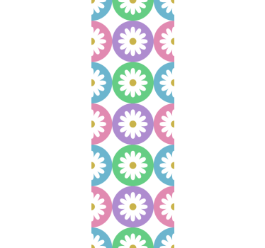 Papier peint cuisine cercles à motifs de marguerites - TenStickers