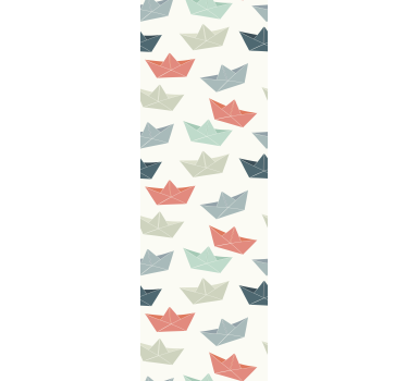 Papier peint chambre enfant bateaux en origami - TenStickers