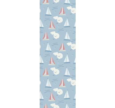 Papier peint chambre enfant voiliers et nuages - TenStickers