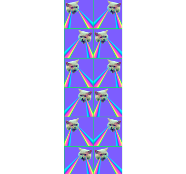Papier peint mural chats yeux laser style vaporwave - TenStickers