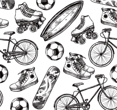 Papier peint vintage dessins sport - TenStickers