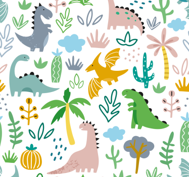 papier peint dinosaures motif scandinave - TenStickers