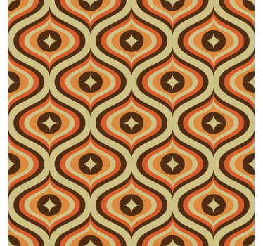 Papier peint salon rétro orange et marron - TenStickers