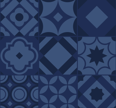 Papier peint cuisine carreaux bleu marine - TenStickers