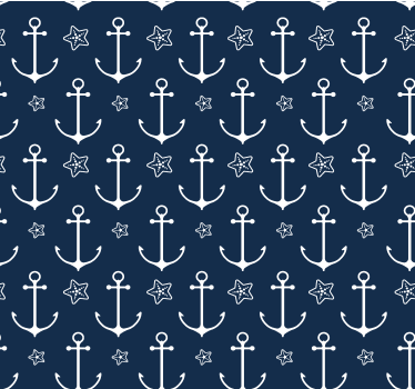 Papier peint bleu marine modèle d'ancre - TenStickers