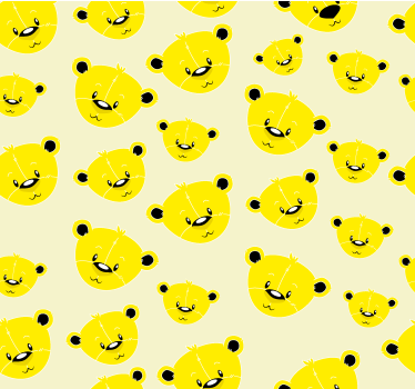 Papier peint chambre jaune motif d'ours mignon - TenStickers
