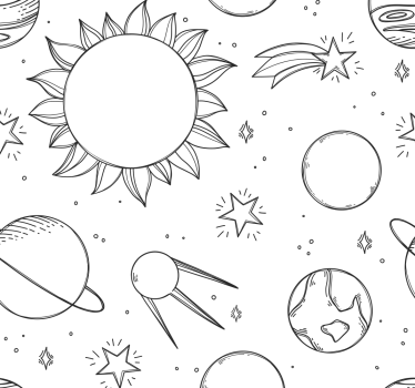 Papier peint chambre enfant gribouillage spatial - TenStickers