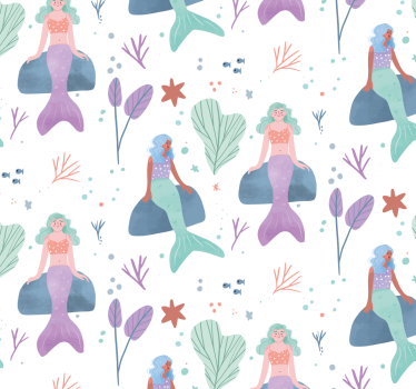 Papier peint chambre enfant fantaisie de sirène - TenStickers
