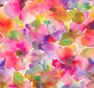 Papier peint entrée fleurs multicolores effet aquarelle - TenStickers