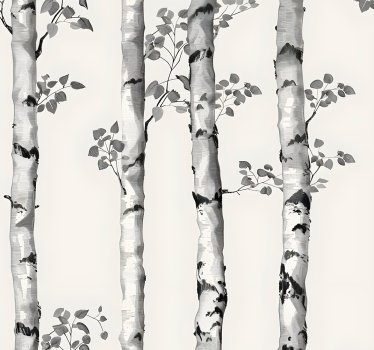 Papier peint entrée noir et blanc grands arbres de bouleaux - TenStickers