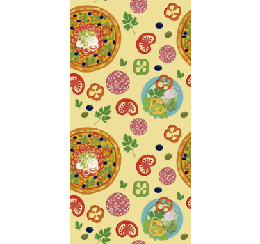 Papier peint cuisine modèle d'ingrédients de pizza - TenStickers