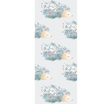 Papier peint animaux motif hérisson floral - TenStickers
