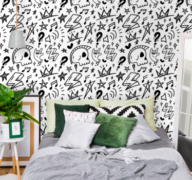 Papier peint chambre ado formes graphiques stylisées - TenStickers