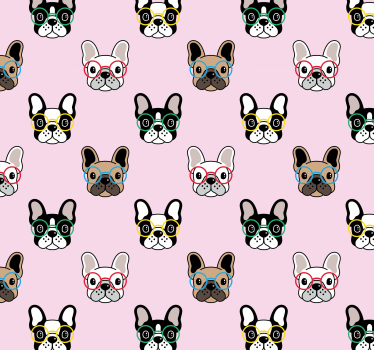 Papier peint chambre bouledogue français avec lunettes - TenStickers