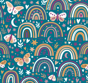 Papier peint chambre enfant motif arc-en-ciel bohème - TenStickers