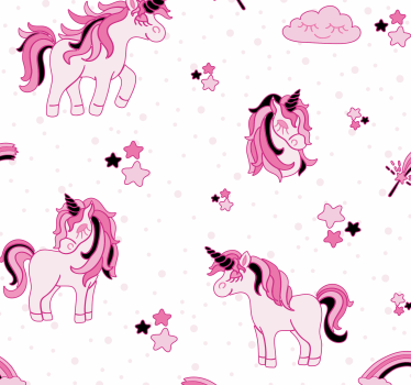 Papier peint chambre fille rose monde de licornes - TenStickers
