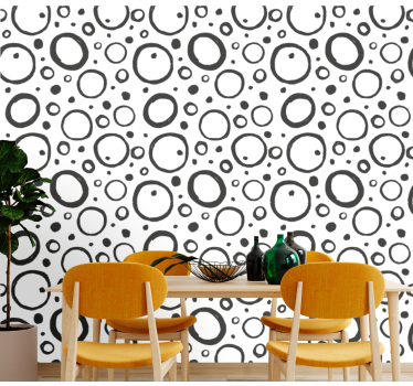Papier peint avec rond Bulles abstraites noires - TenStickers