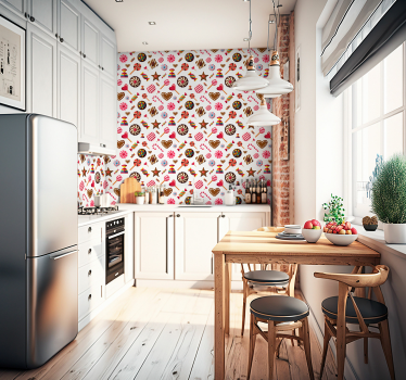 Papier peint cuisine motif friandises - TenStickers