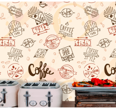 Papier peint cuisine icônes de café - TenStickers