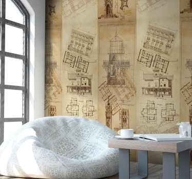 Construction de papier peint vintage - TenStickers