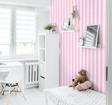 Papier peint chambre à rayures roses - TenStickers