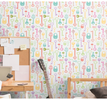Papier peint chambre ado motif de clé - TenStickers