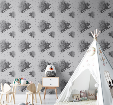 Papier peint animaux motif hérisson gris - TenStickers
