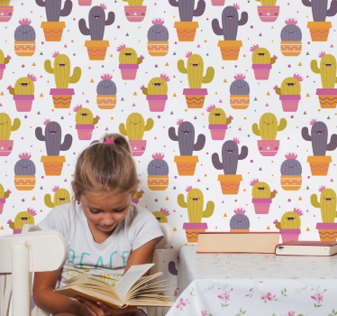 Papier peint chambre enfant bébé cactus heureux - TenStickers