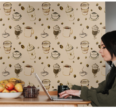 Papier peint cuisine illustrations de café - TenStickers