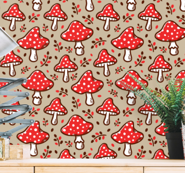 Papier peint cuisine motif champignon - TenStickers