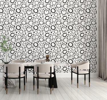 Papier peint avec rond Bulles abstraites noires - TenStickers