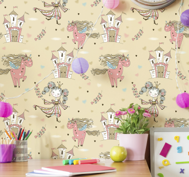 Papier peint chambre enfant licornes de contes de fées - TenStickers