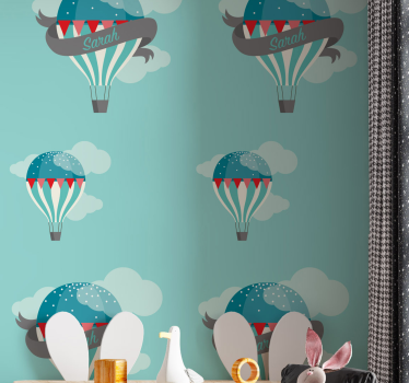 Papier peint chambre enfant thème aventure en montgolfière - TenStickers