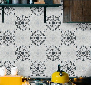 Papier peint cuisine élégant carrelage gris - TenStickers