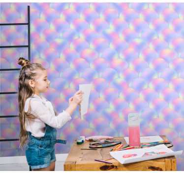 Papier peint cercles écailles irisées - TenStickers
