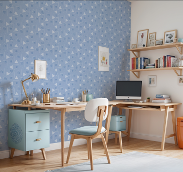 Papier peint chambre ado bleu géométrique - TenStickers