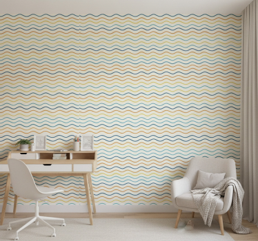 Papier peint chambre ado lignes ondulées colorées - TenStickers