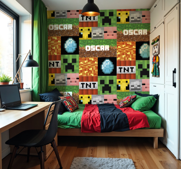 Papier peint chambre ado motif géométrique de jeu - TenStickers