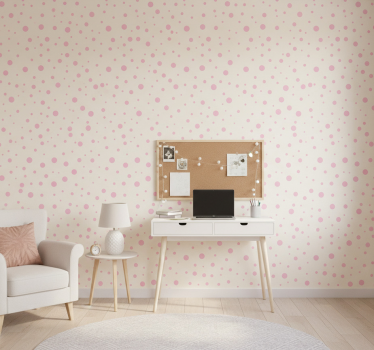 Papier peint chambre ado pois roses élégants - TenStickers
