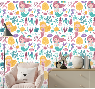 Papier peint chambre enfant aventure de sirène - TenStickers