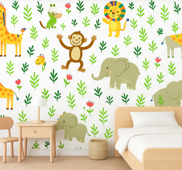 Papier peint chambre enfant animaux heureux et mignons - TenStickers