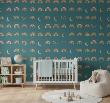 Papier peint chambre enfant arc-en-ciel et étoiles - TenStickers