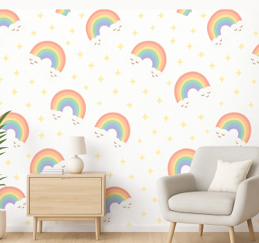 Papier peint chambre enfant arc-en-ciel pour enfants - TenStickers