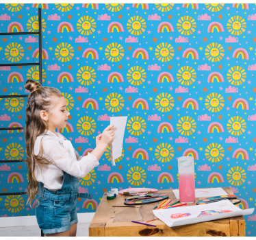Papier peint chambre enfant arcs-en-ciel ludiques - TenStickers