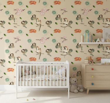 Papier peint chambre enfant bel oiseau bleu canard - TenStickers