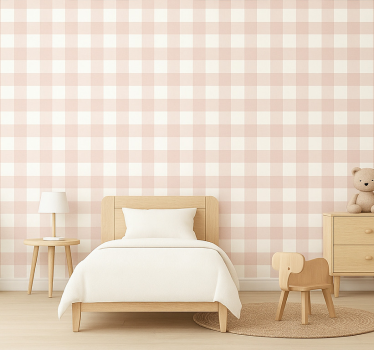 Papier peint chambre enfant carreaux roses - TenStickers