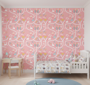 Papier peint chambre enfant châteaux et licornes - TenStickers