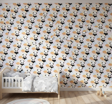 Papier peint chambre enfant design patchwork panda - TenStickers
